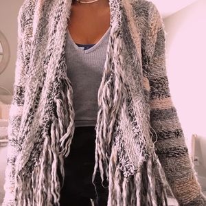 Tassel fluffy cardigan